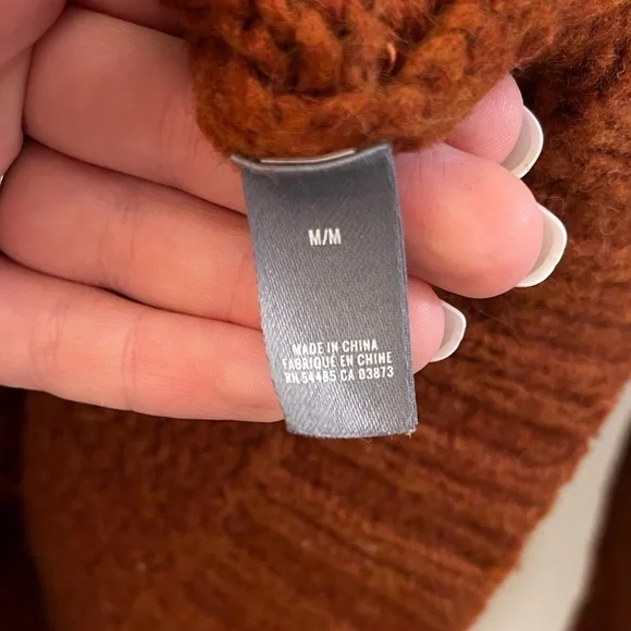 Aerie Open Back Cozy Orange/Brown Knit Sweater - Picture 2 of 6